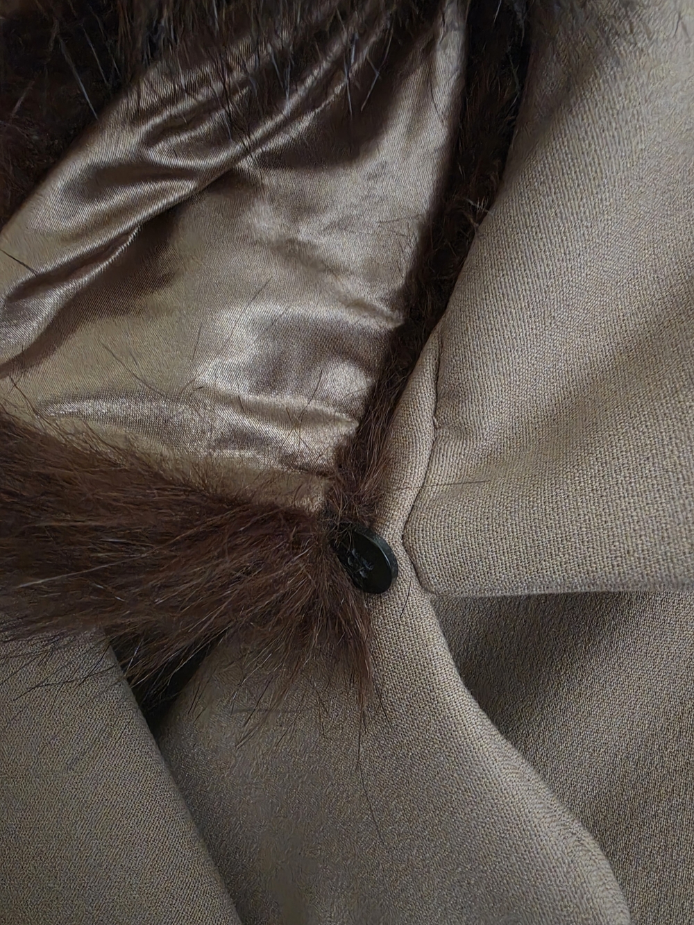 bebe Taupe Wool-Blend Coat with Removable Faux Fur Collar - Picture 7 of 7